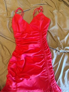 Angel Biba Hot Pink Ruched Mini Dress